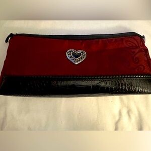 BEAUTIFUL VINTAGE BRIGHTON CLUTCH ACCESSORY BAG IN RED & BLACK EXTREMELY RARE